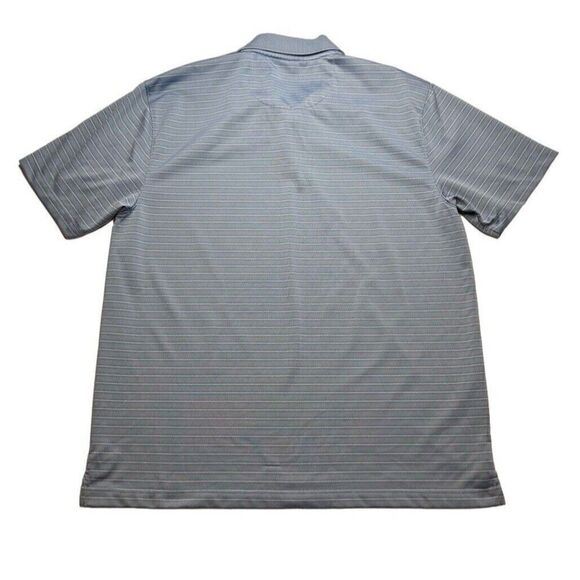 Van Heusen Men’s Large Short Sleeve Button Up Polo Shirt Light Blue Striped - Picture 2 of 5